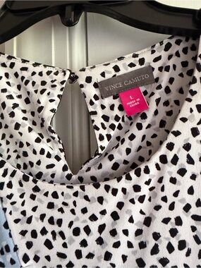 Vince Camuto White Blouse with Black Spot Print